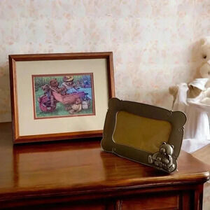 Baby Nursery Home Decor with Teddy Bear Photo Frame and Hanging Bears Picture